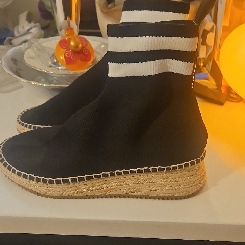 Alexander Wang Black and White Knit Espadrille Boots - Picture 2 of 6